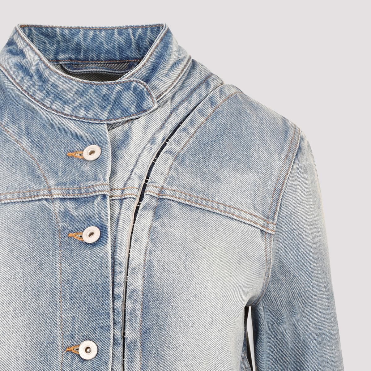 Y/project HOOK AND EYE DENIM MOTO JACKET - Blue | Garmentory