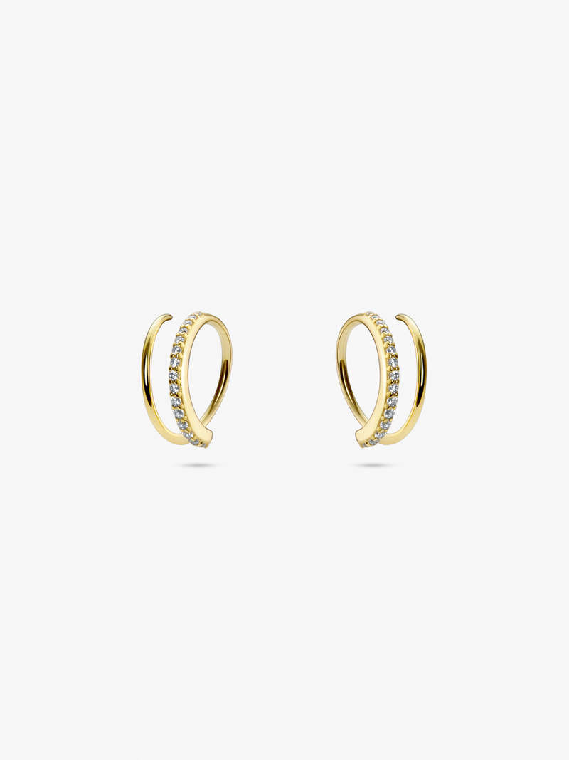 Ana Luisa Double Hoop Earrings Harley Pave
