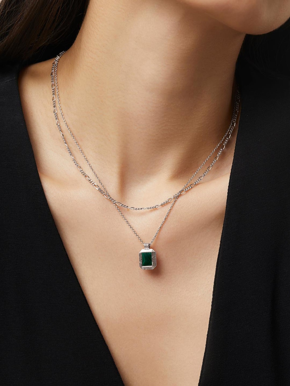 アクセサリー TOGA l stone necklace set 2 Fashion 21 Square Red, Green Gemstone Pendant 24