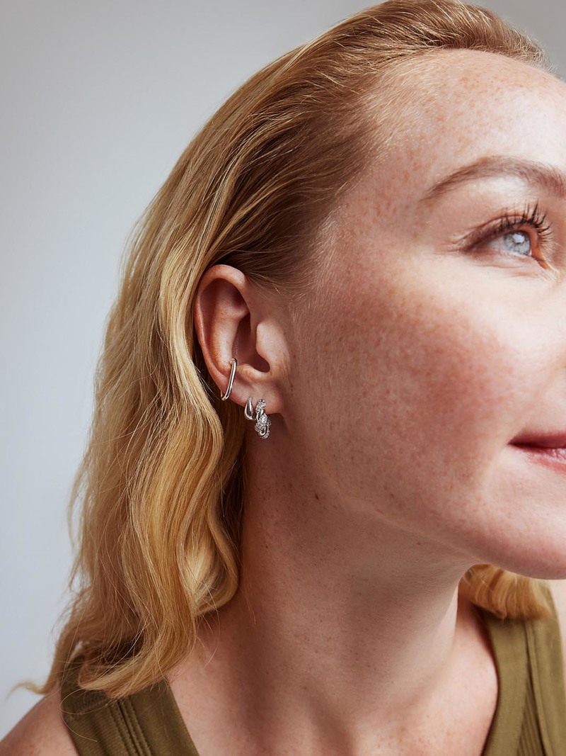 Ana Luisa Twisted Hoop Earrings - Paris Small Pave - Silver
