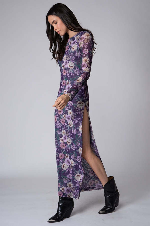 knee length dresses for ladies Nectar 3D Rosette Maxi Dress in Purple XS / Purple main image 1