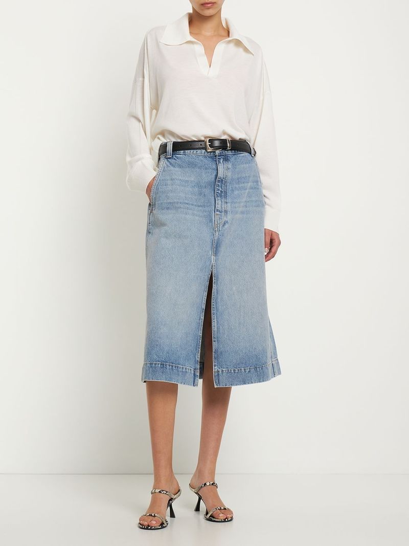 スカート BLUE DENIM COTTON SKIRT Crush Embellished Denim Skirt Blue Moon Online | Zimmermann