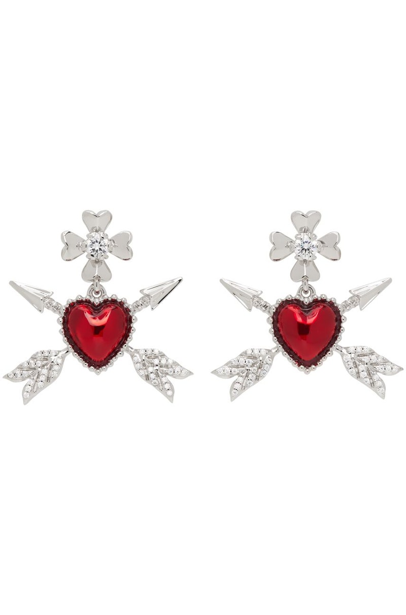 Shushu/Tong Silver YVMIN Edition Enamel Heart Double Arrow