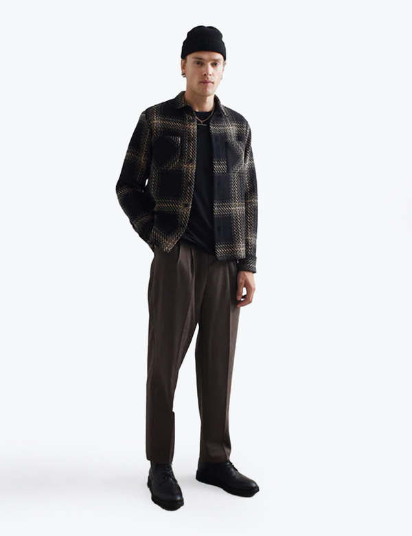 Wax London Whiting Overshirt Zap Check Black/Beige Garmentory