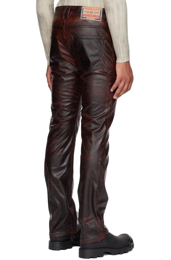 Diesel Burgundy P-Revol Faux-Leather Trousers | Garmentory