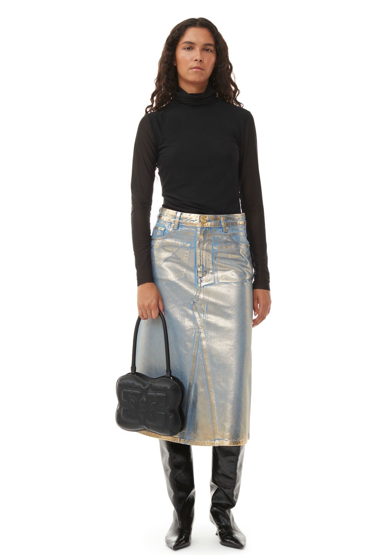 Ganni---Gold-Denim-Midi-Skirt-