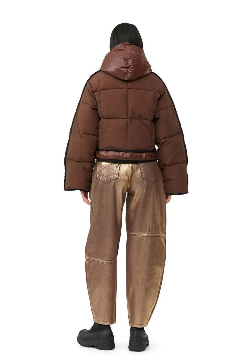 Ganni Mix Puffer Hooded Short Jacket - Shaved Chocolate | Garmentory
