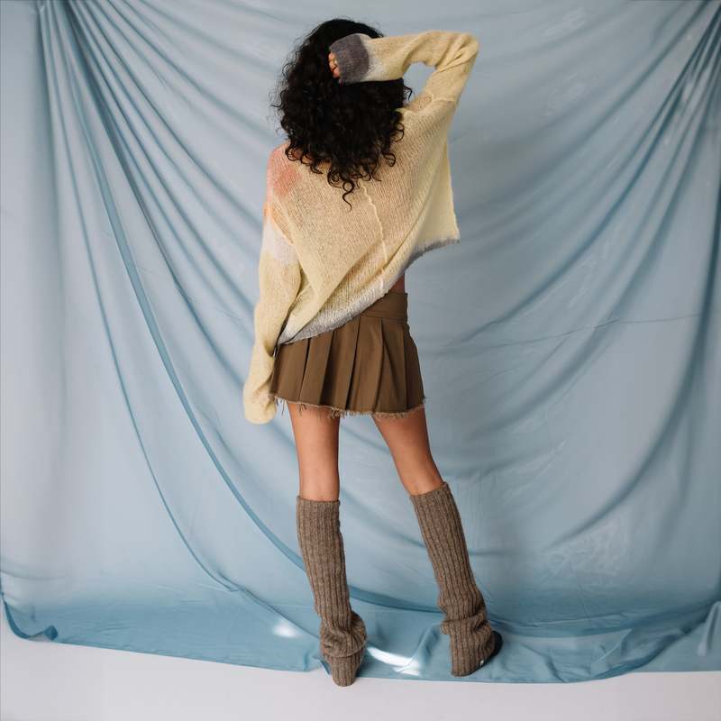 【MATIN KIM】UNBALANCE PLEATS BELTED MINI SKIRT UNBALANCE PLEATS BELTED MINI SKIRT IN BLACK - MATINKIM