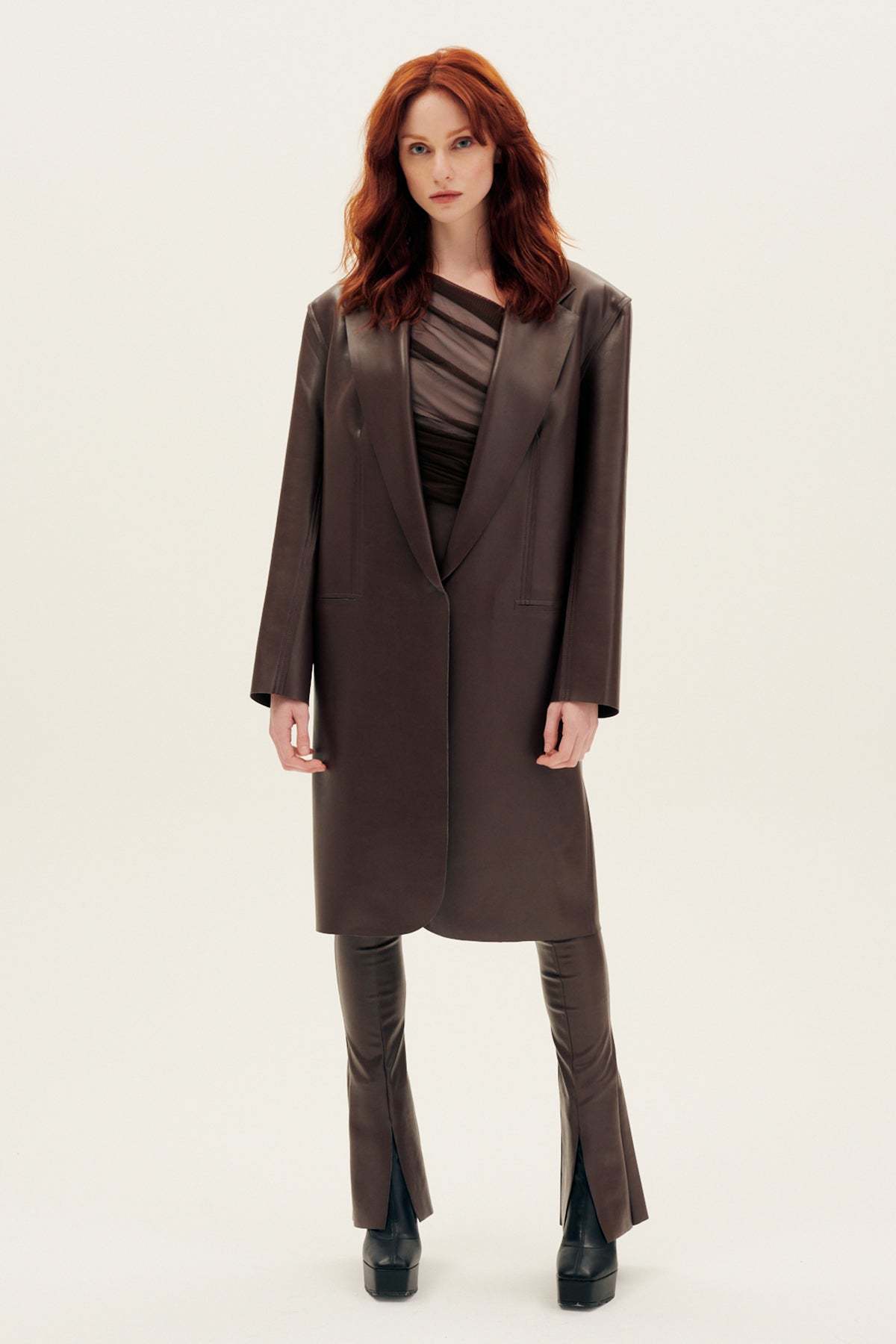 Norma Kamali Oversized Single Breasted Jacket - Chocolate | Garmentory