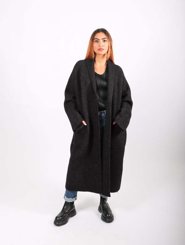 Lauren Manoogian Double Face Long Coat - Black Melange | Garmentory