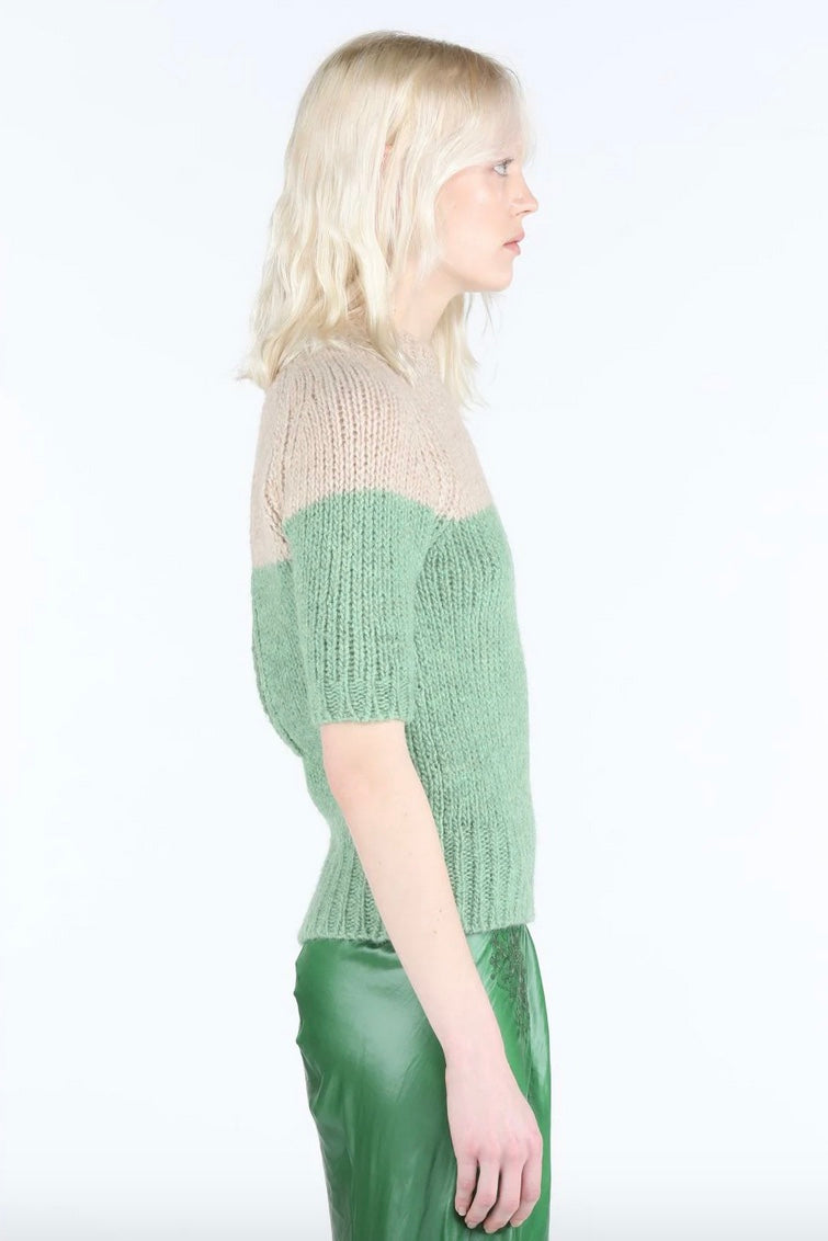No.21 Two Tone Cut Out Sweater - Fantasy Green | Garmentory