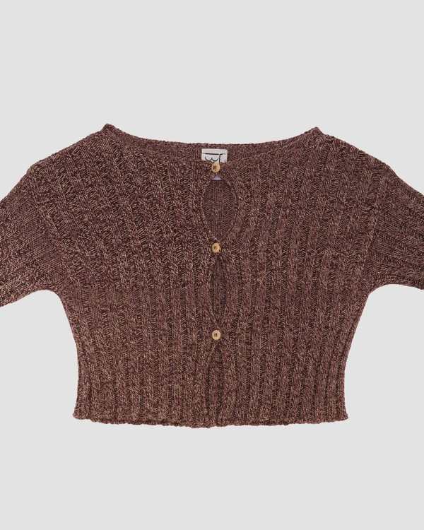 Baserange Macau Cardigan - Burgundy Melange | Garmentory