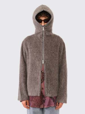 Our Legacy Mohair Full Zip Hood - Mole Grey | Garmentory