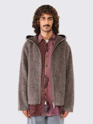 Our Legacy Mohair Full Zip Hood - Mole Grey | Garmentory