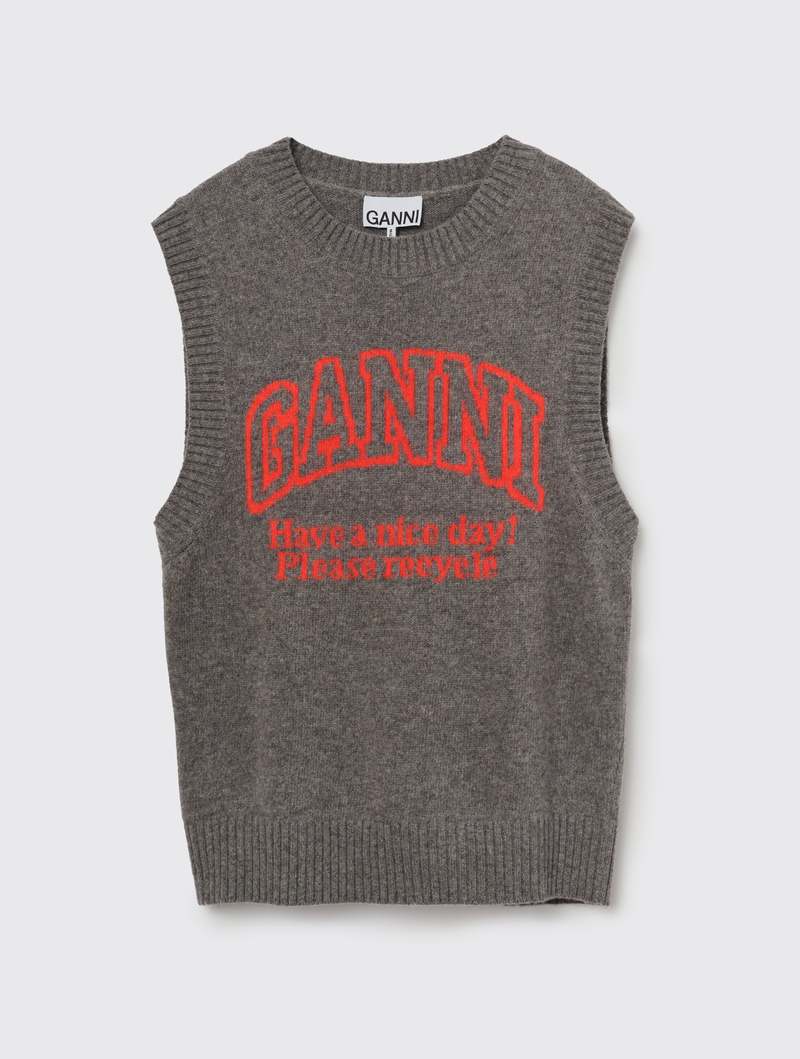 Ganni Graphic Vest - Frost Gray | Garmentory