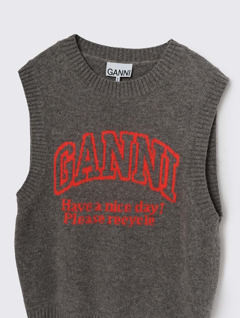Ganni Graphic Vest - Frost Gray | Garmentory