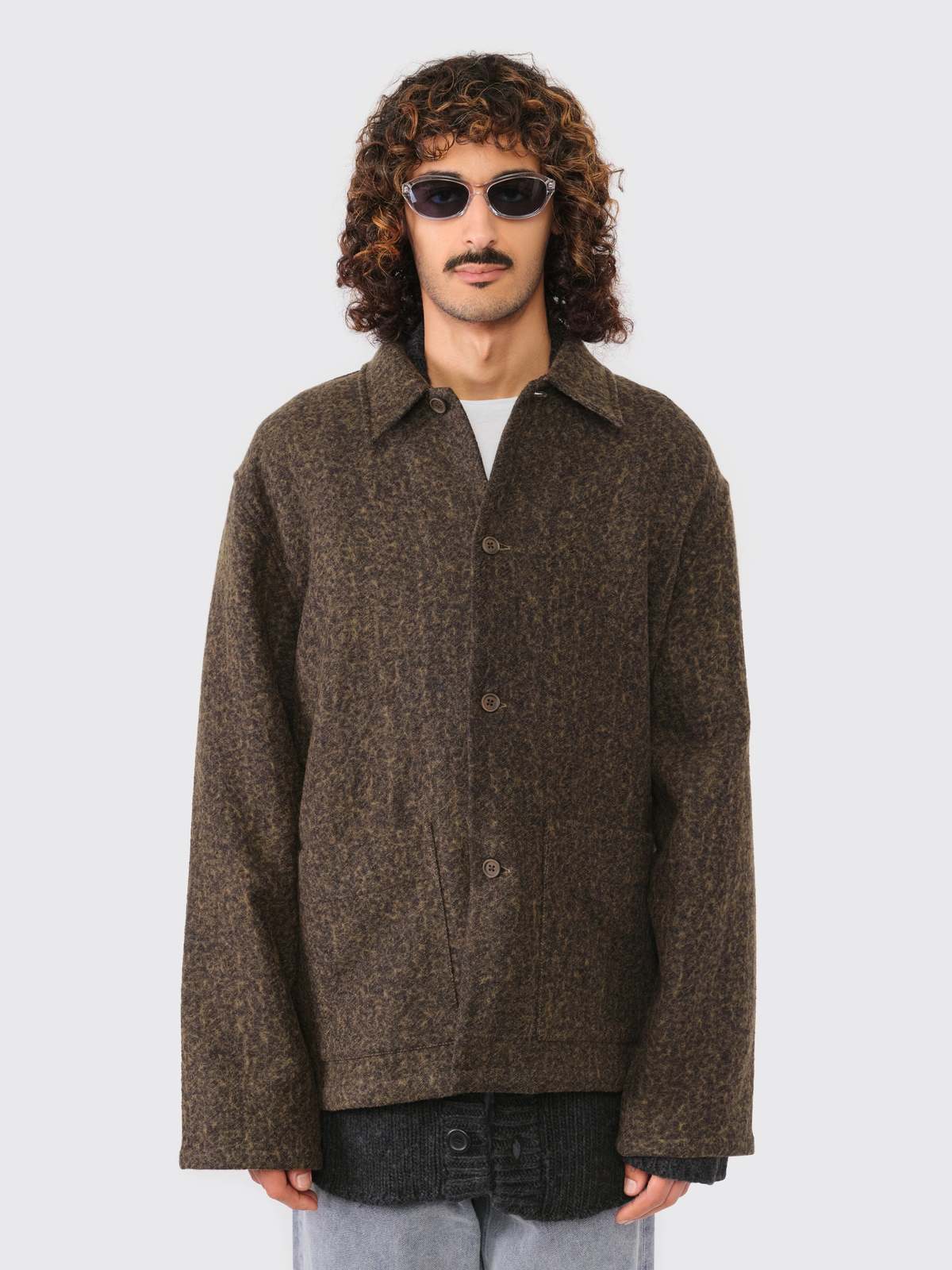 Our Legacy Haven Fuzz Wool Jacket - Black/Moss | Garmentory