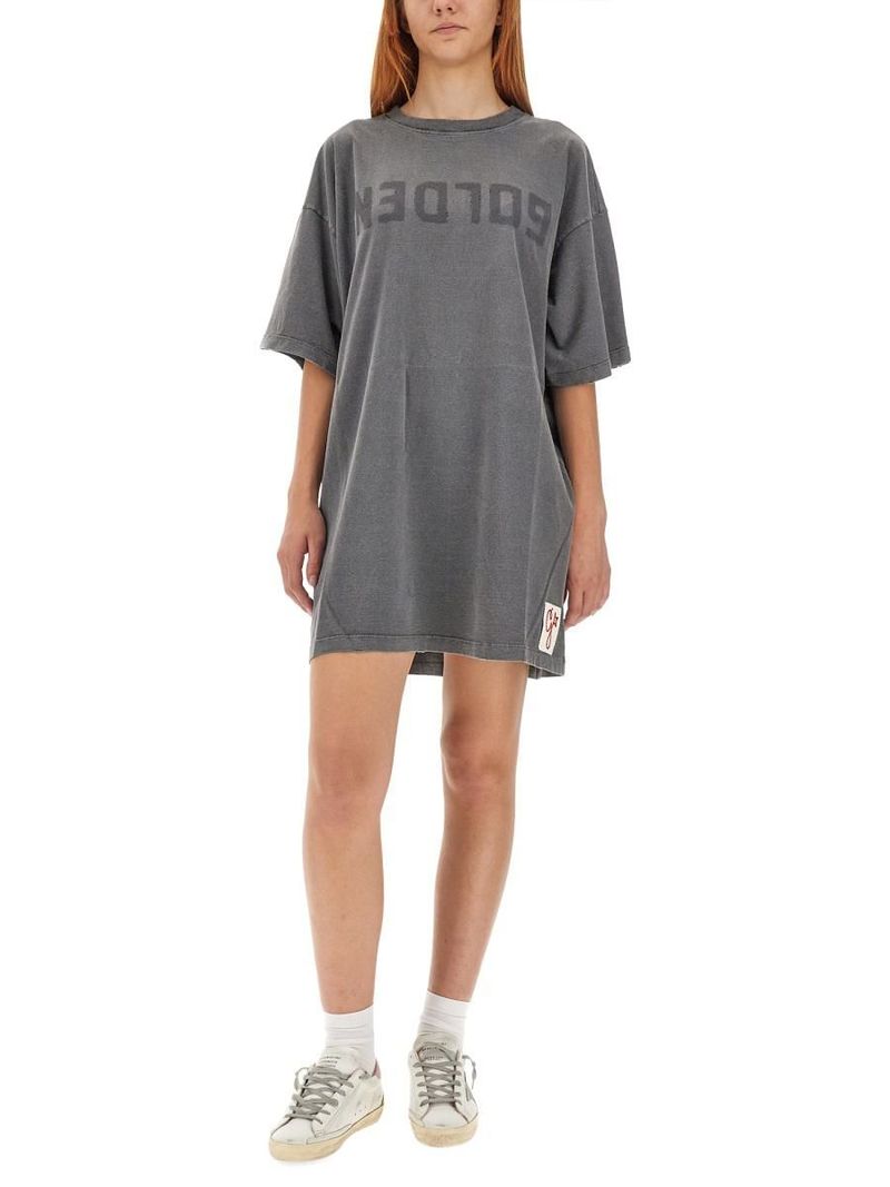 Golden Goose DISTRESSED T-SHIRT DRESS - Grey | Garmentory