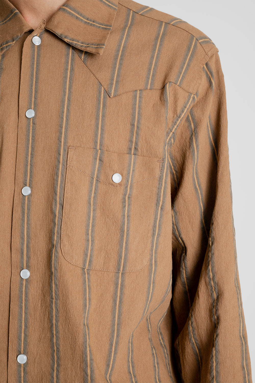 Khaki Leopard Striped Western Casual Shirt