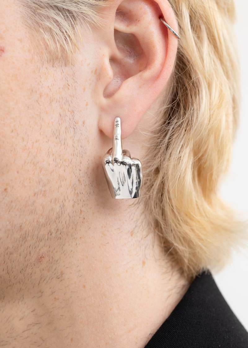 Y/project Single Mini Fuck U Single Earring - Silver | Garmentory
