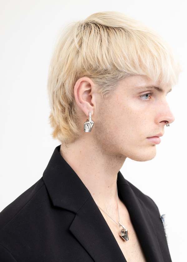 Y/project Single Mini Fuck U Single Earring - Silver | Garmentory