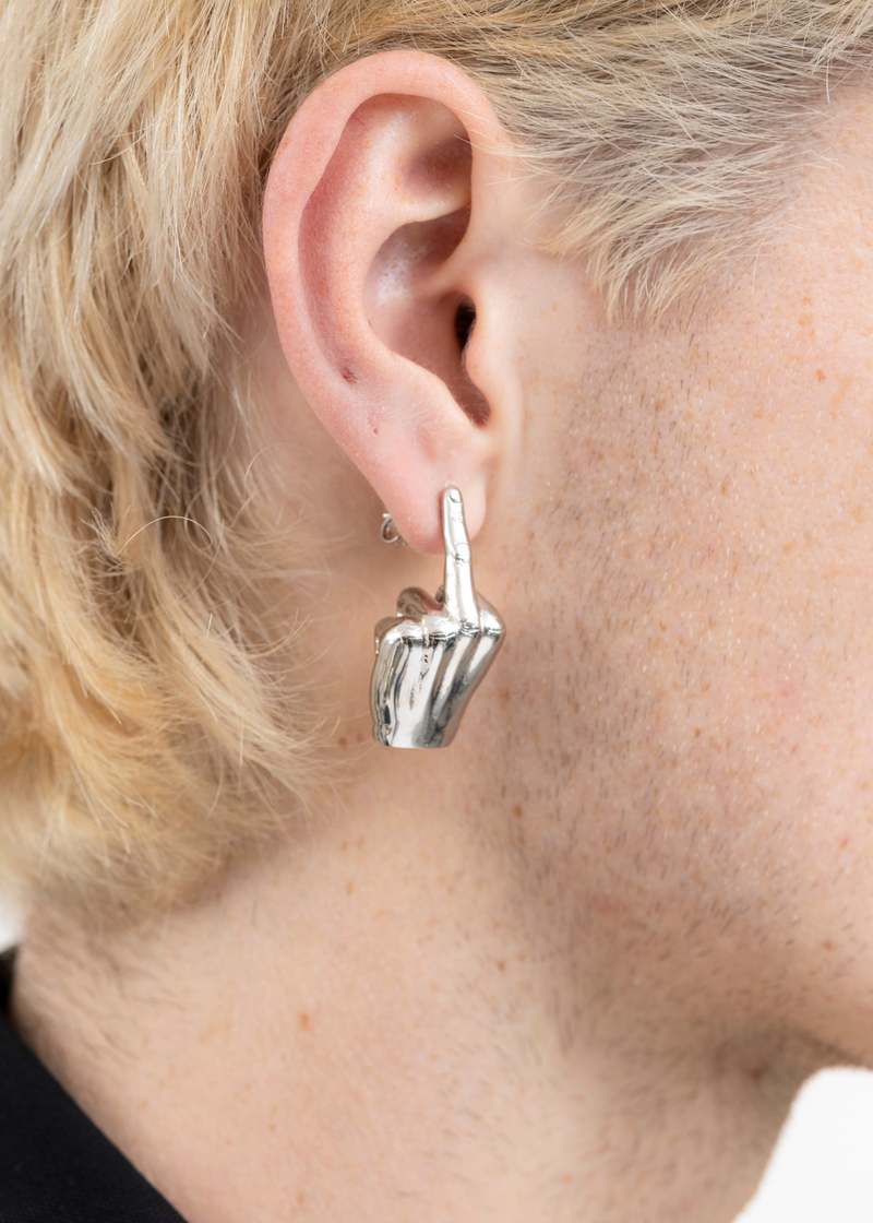 Y/PROJECT Mini Fuck U Earrings シルバー ピアス Y/project Single Mini Fuck U Single Earring - Silver | Garmentory