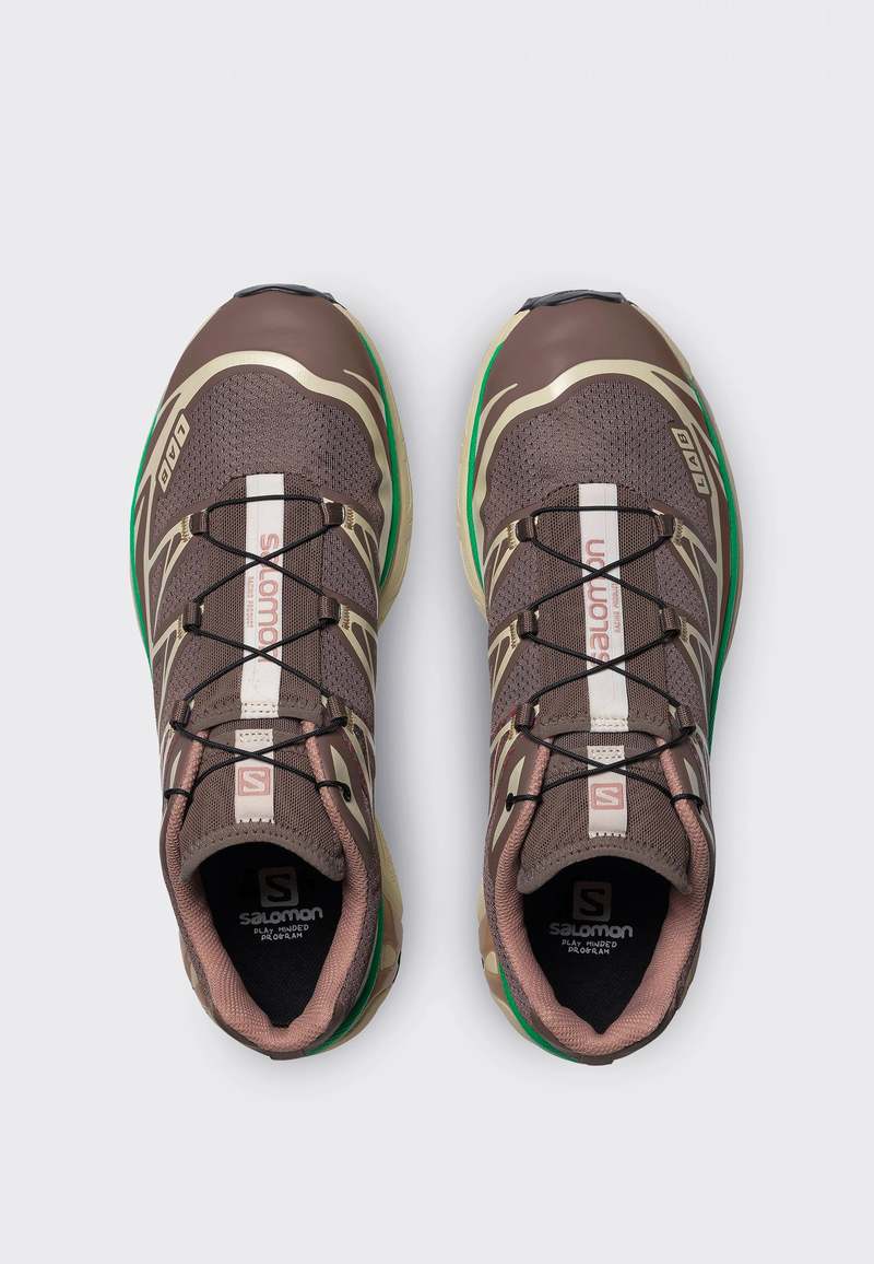 SALOMON XT-6 Mindful Shoes - Falcon/Almond Milk/Bright Green
