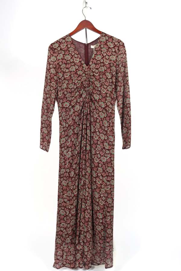 knee length dresses for ladies Biba Cotton Maxi Dress in Magical Blossom Cream US 0