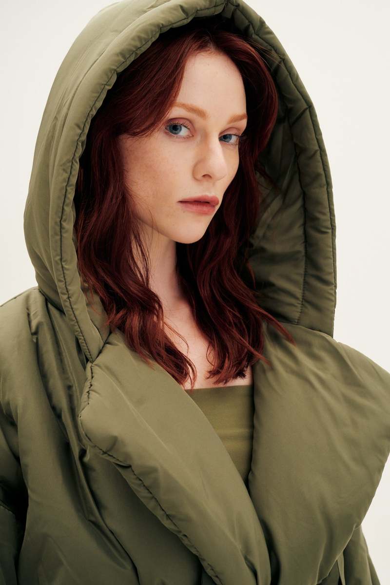 Norma Kamali Hooded Sleeping Bag to Floor Coat - Military