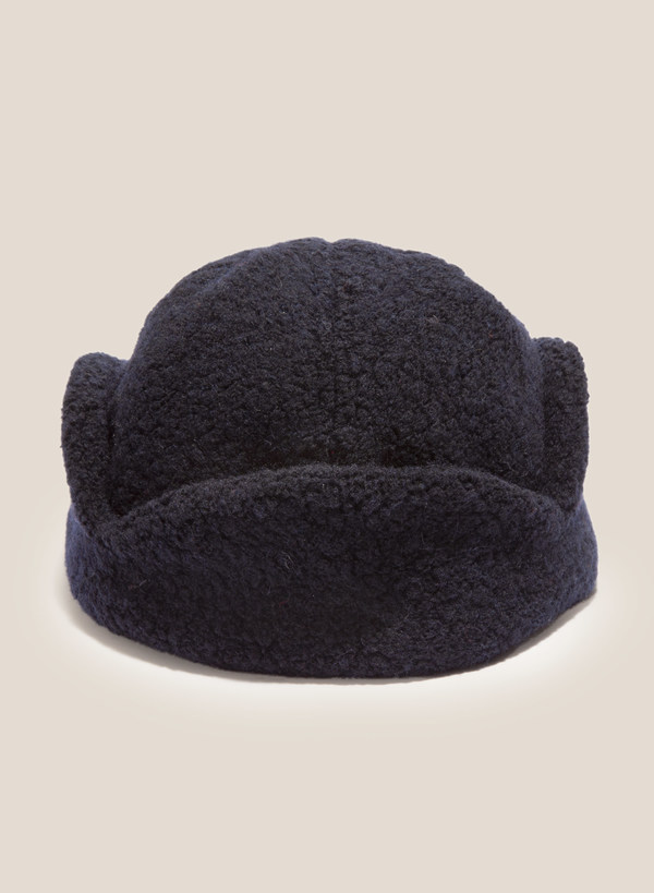 YMC Cableami Flight Recycled Wool Hat - Navy | Garmentory