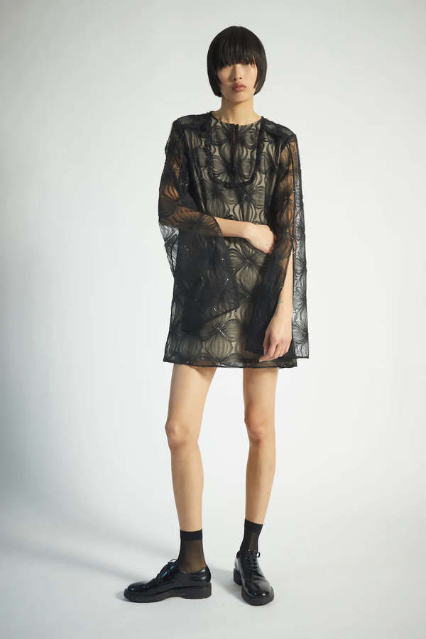 Saint Art Dahlia Sequin Mesh Mini Dress - Black Sequin | Garmentory