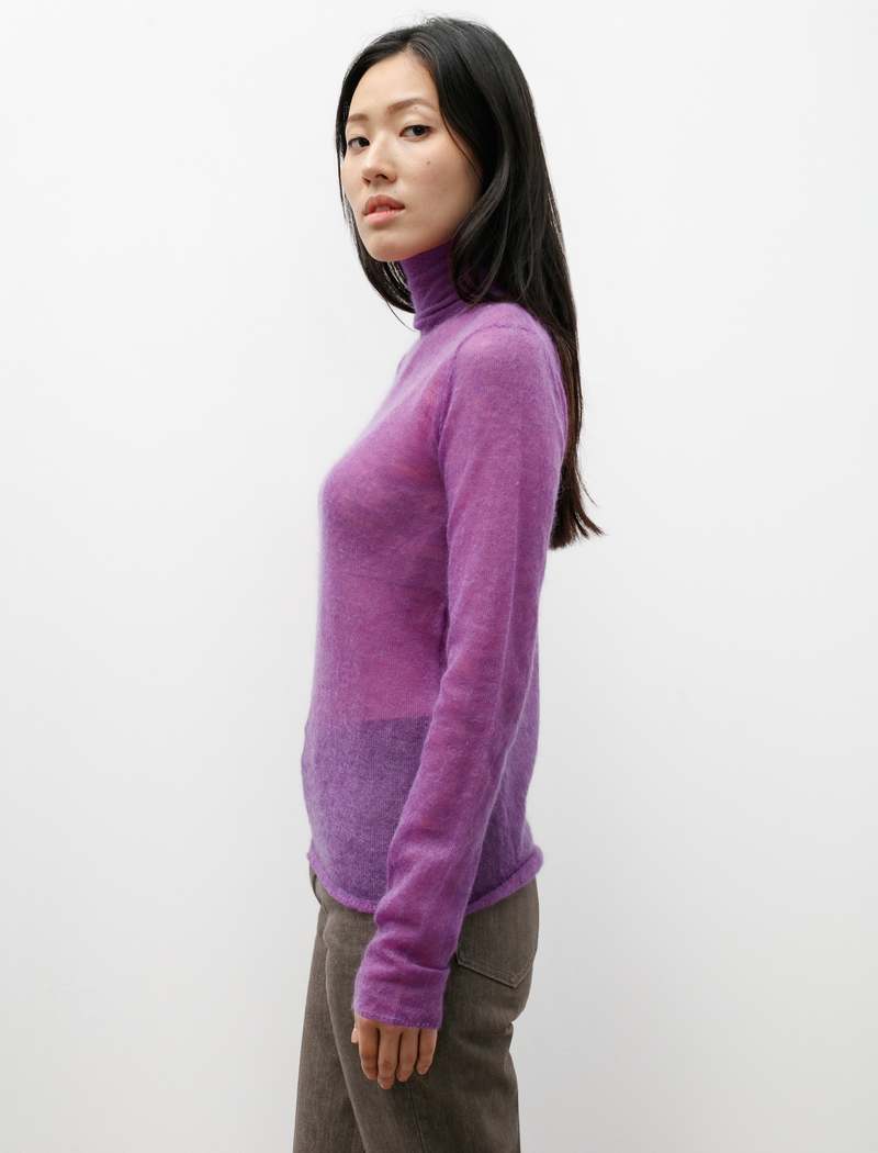 AURALEE KID MOHAIR SHEER KNIT TURTLE