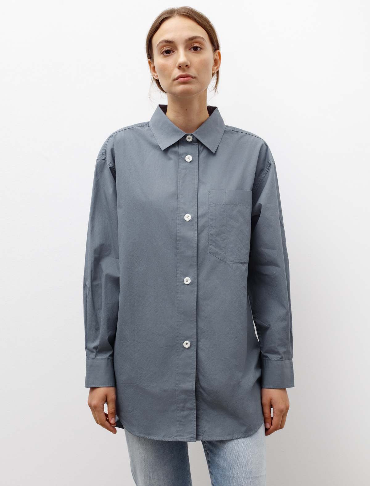 MARGARET HOWELL DUSTY PINK ハーフ プラケット シャツ PIECE DYED