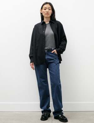 シャツ AURALEE SUPER LIGHT WOOL SHIRTS BLACK Auralee Super Light Wool Shirt - Black | Garmentory