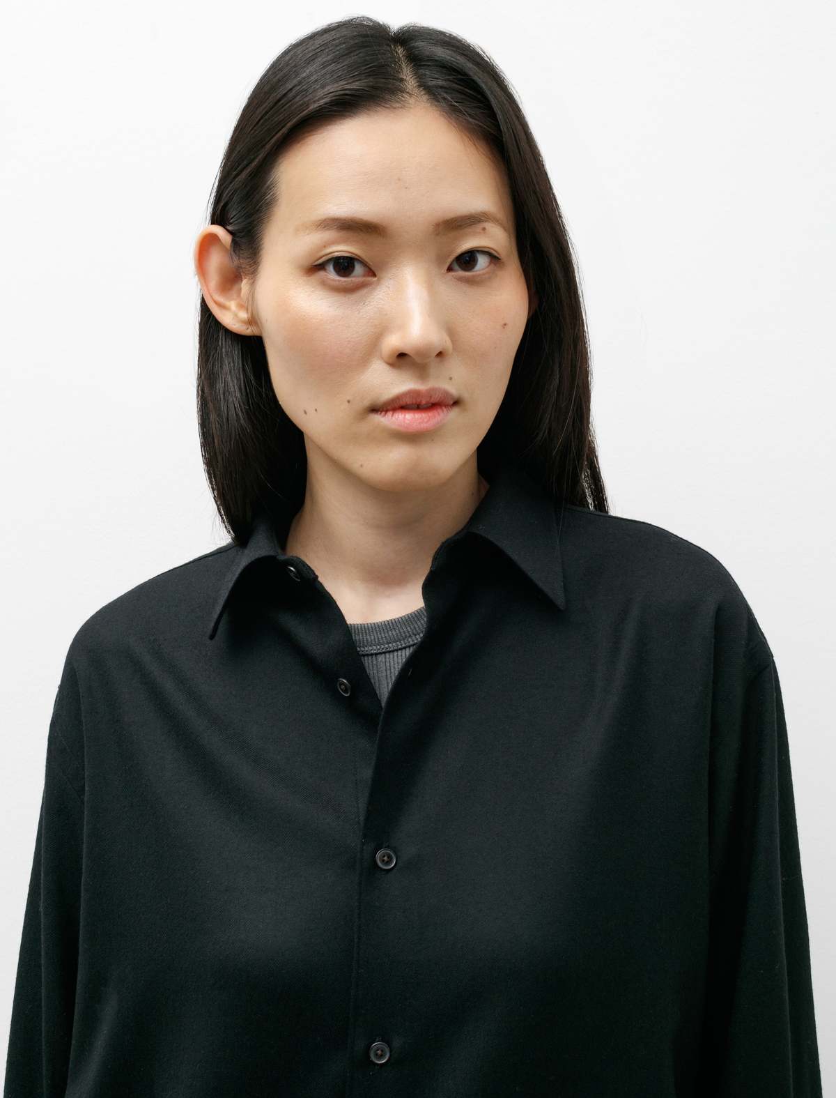 トップス Auralee SUPER LIGHT WOOL SHIRT BLACK Super Light Wool Shirt – La Garçonne