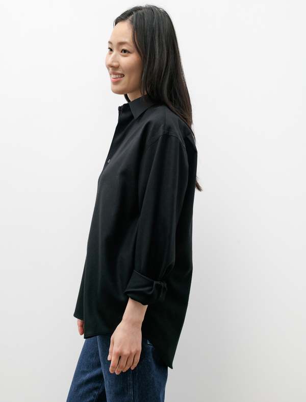 シャツ AURALEE20aw SUPERLIGHTWOOLSHIRTS  black Auralee Super Light Wool Shirt - Black | Garmentory