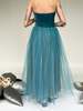 Vintage Blue Tulle Velvet Dress - Blue - Thumbnail 5