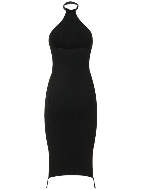 Viscose Rib Knit Suspender Midi Dress | Garmentory