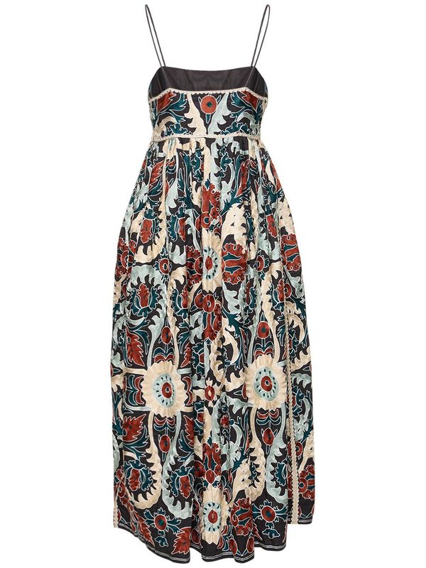 chinese dress ladies Florence Linen Blend Dress-Olive Leopard Flora