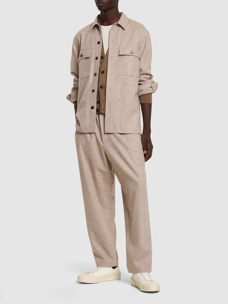 Jil Sander Virgin Wool Flannel Overshirt - Ginger/Grey | Garmentory