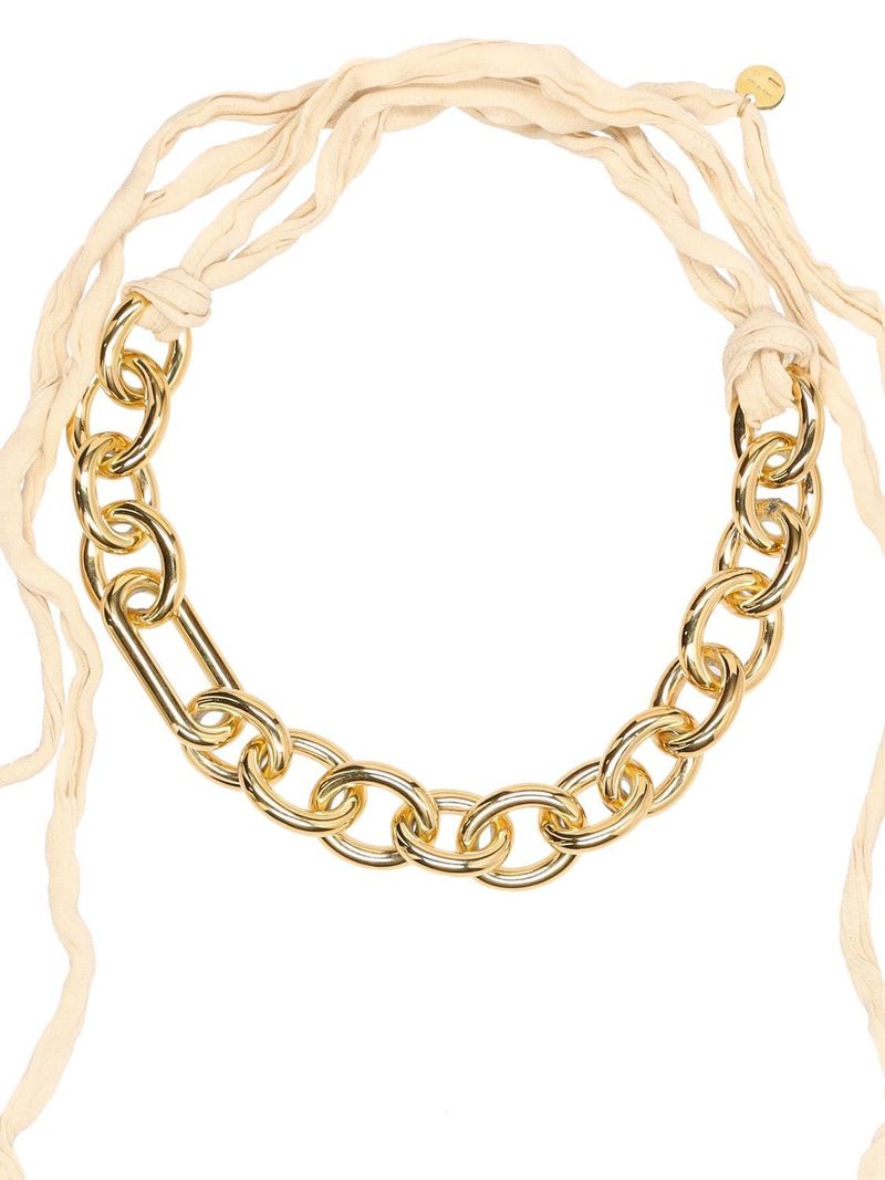 Jil Sander Vivid Collar Necklace W/ Silk Cord Gold/Multi