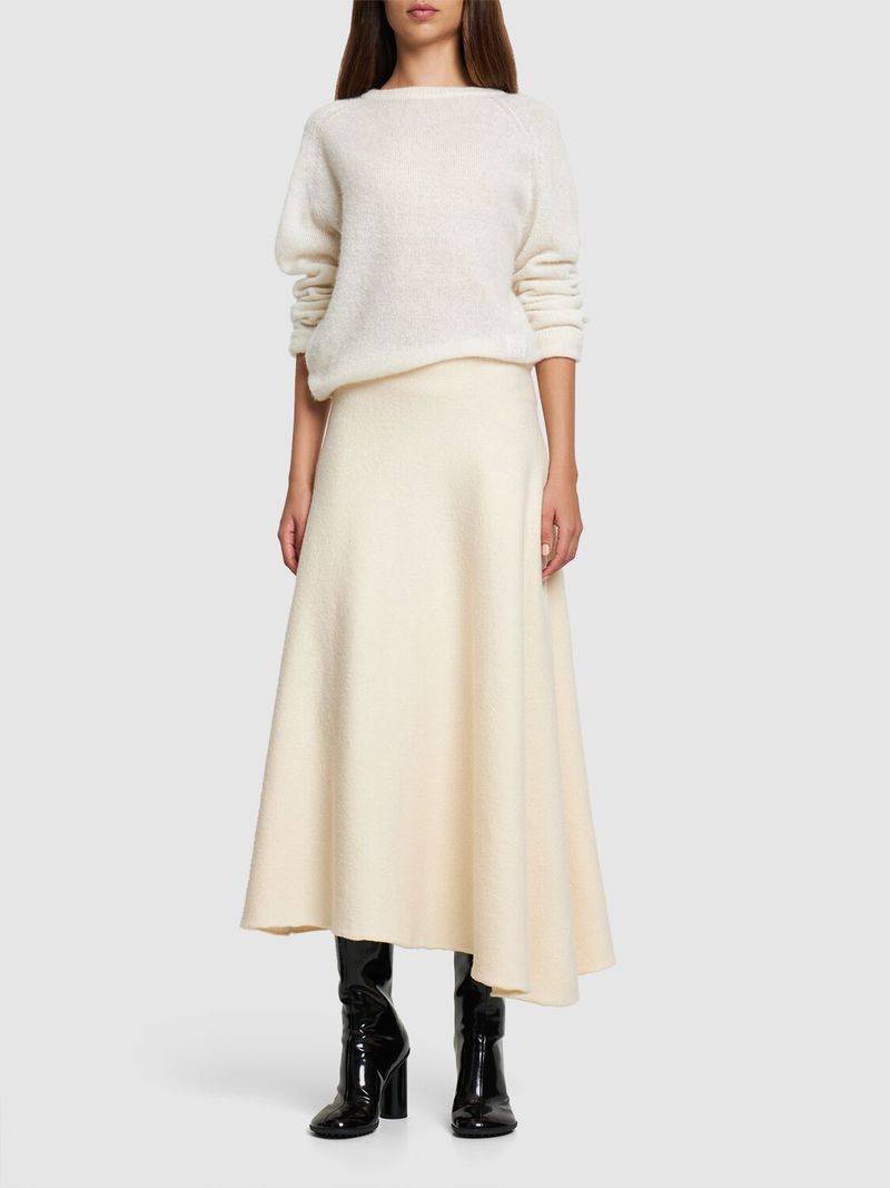 Jil Sander Boiled Wool Midi Skirt - Ivory | Garmentory