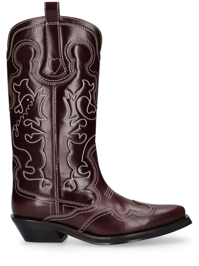 【関税＆送料込み】Ganni Western Embroidered Boots Ganni Black Embroidered Low Shaft Western Boot – Annabel