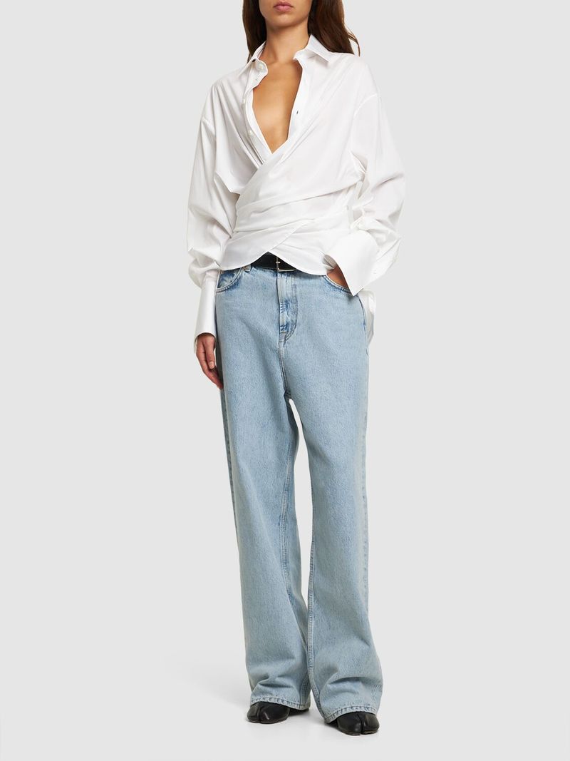 Peter Do Cotton Blend Poplin Wrap Shirt - Off White | Garmentory
