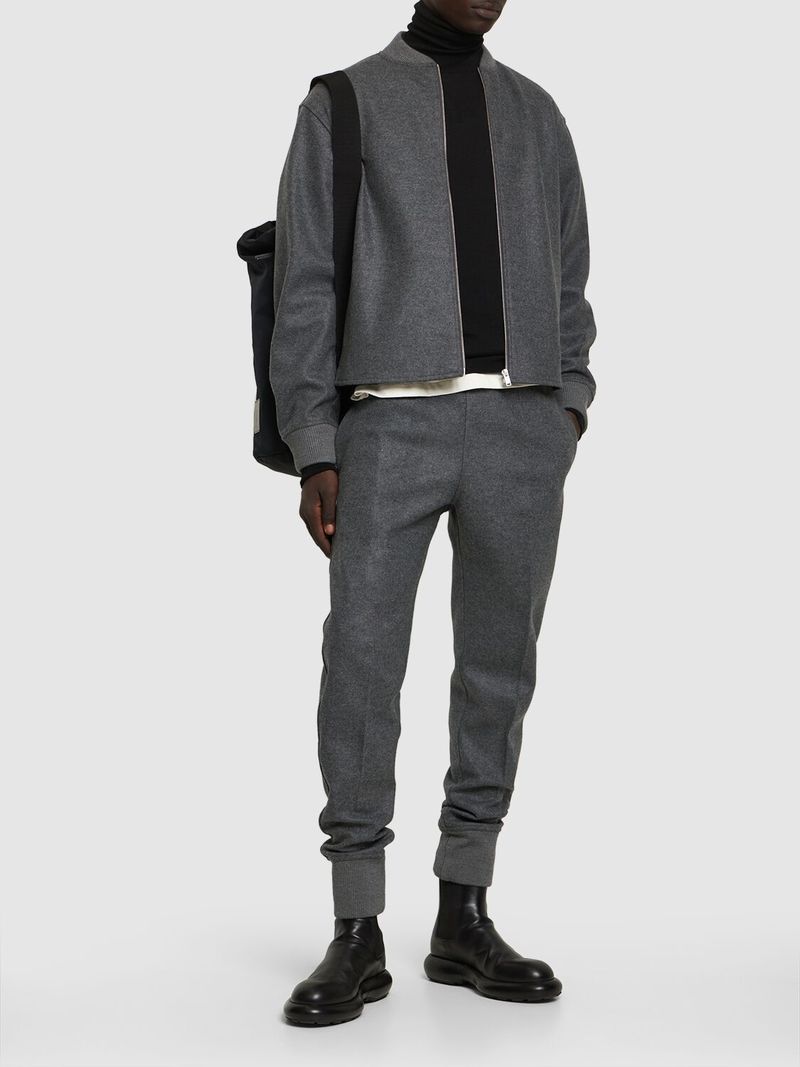 Jil Sander Melton Wool Zipped Sweatshirt - Grey | Garmentory