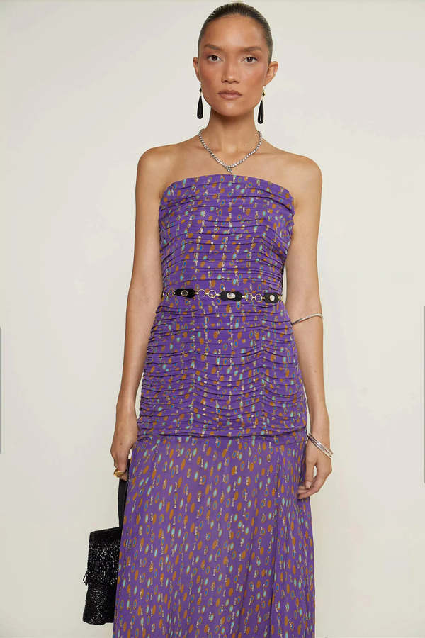 rixo london dress Purple Evil Eye Bandeau Maxi adjustable straps rixo london dress Blue Polka