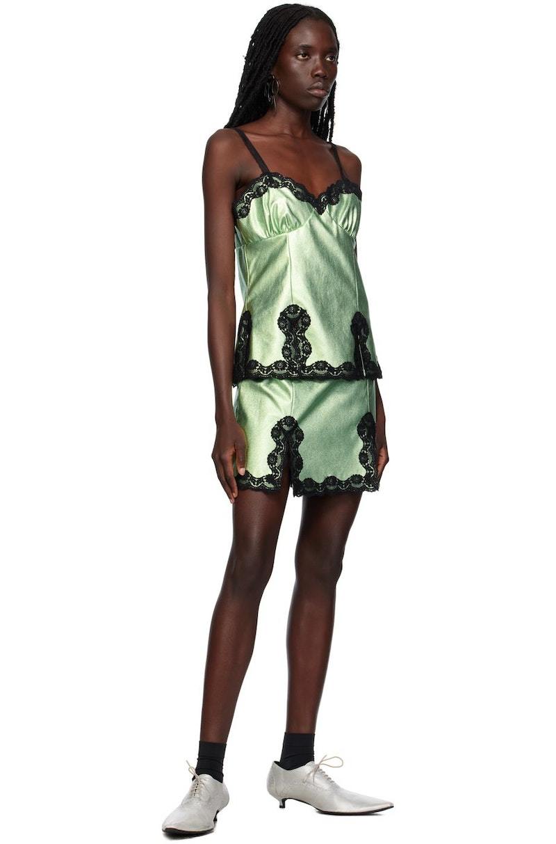 Anna Sui Metallic Faux Leather Miniskirt - Peppermint | Garmentory