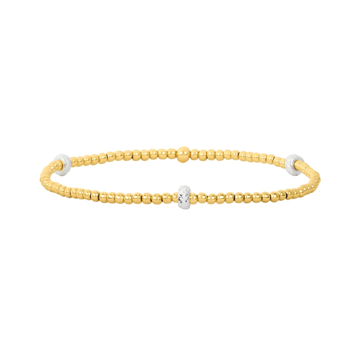 Karen Lazar 2mm Yellow Gold Bracelet w/ Large Sterling Silver Rondelle