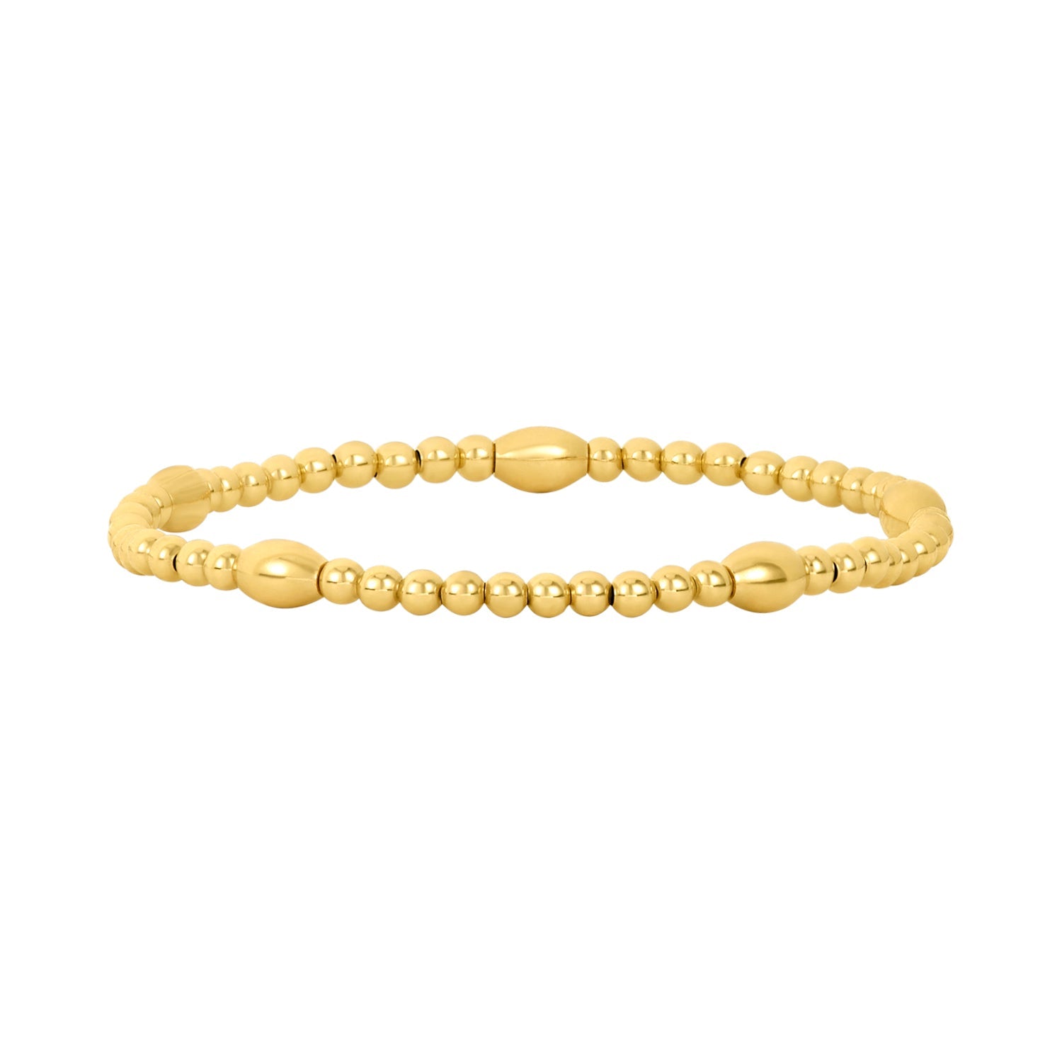 Karen Lazar 3mm Signature Bracelet w/ Orzo Pattern 14k Yellow Gold