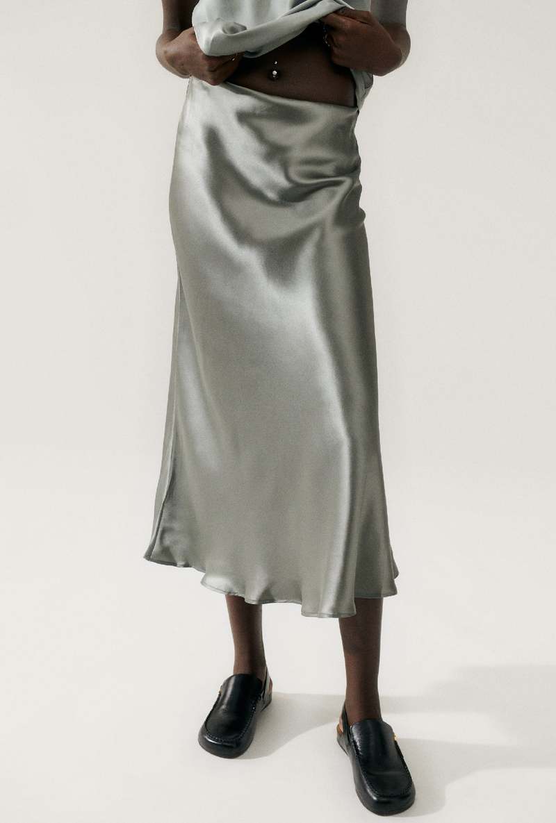 Silk Laundry LONG BIAS CUT SKIRT - MOON